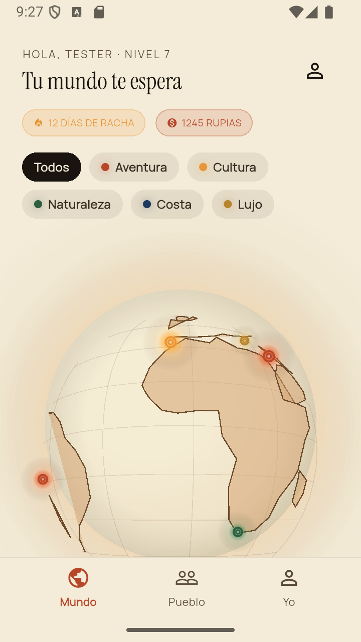 Globo 3D con destinos